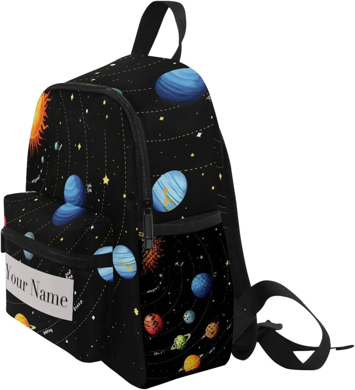 Custom Universe Solar System Kids Backpack for Girls Boys, Space Planets Toddler Casual Daypack Backpacks, Personalized with Kid's Name Preschool School Bag, Children Travel Bookbag with Chest Strap