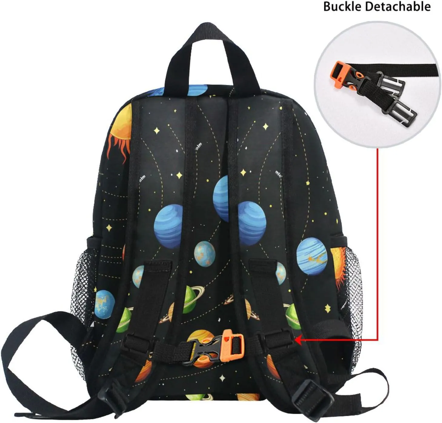 Custom Universe Solar System Kids Backpack for Girls Boys, Space Planets Toddler Casual Daypack Backpacks, Personalized with Kid's Name Preschool School Bag, Children Travel Bookbag with Chest Strap