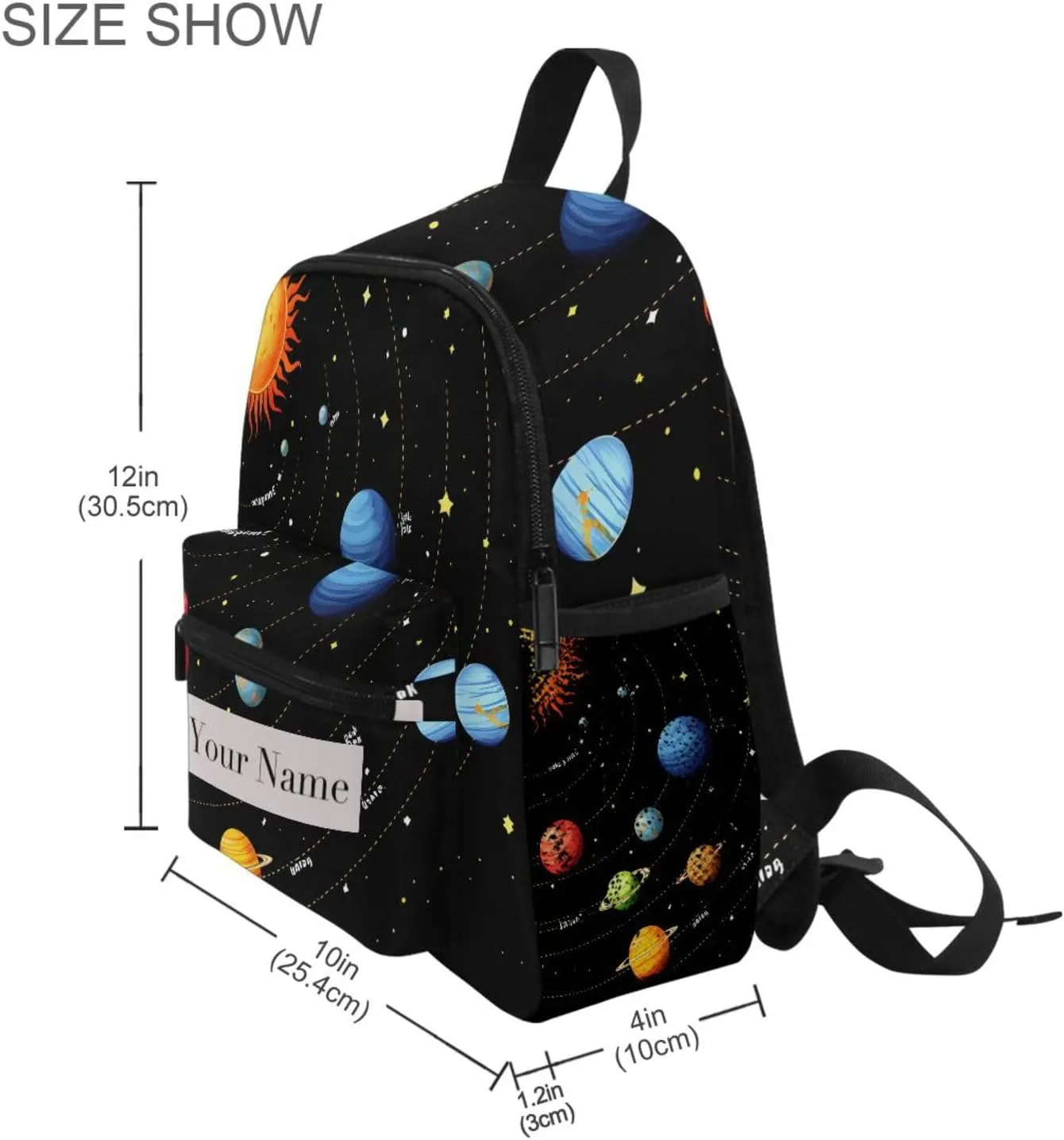 Custom Universe Solar System Kids Backpack for Girls Boys, Space Planets Toddler Casual Daypack Backpacks, Personalized with Kid's Name Preschool School Bag, Children Travel Bookbag with Chest Strap