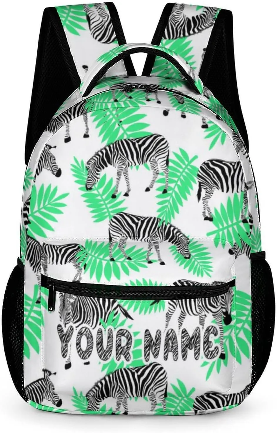 Custom Zebra Backpack for Kids Girls Boys School, 16 Inches Cute Zebras Theme Bookbag, Adjustable, Lightweight, Large Capacity, Colorful Daily Casual Backpacks