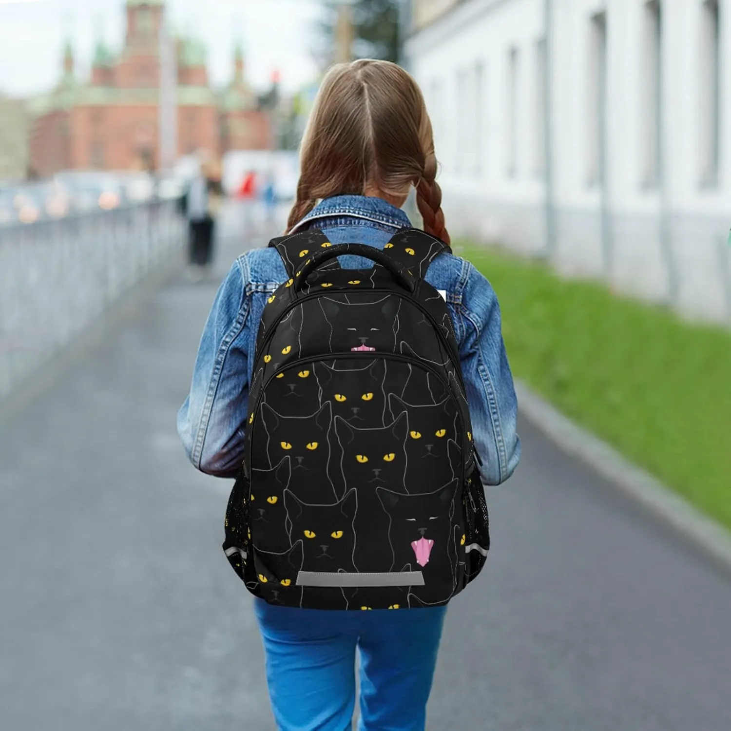 Cute Black Cats School Backpack for Teen Bookbag for Middle School/High School/Teenagers/College Boys Girls Portable Wide shoulder strap Backpack