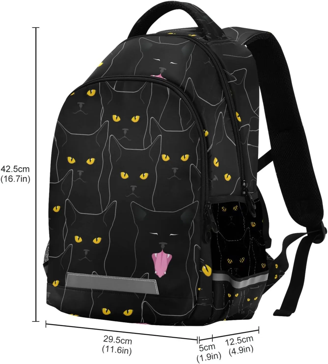 Cute Black Cats School Backpack for Teen Bookbag for Middle School/High School/Teenagers/College Boys Girls Portable Wide shoulder strap Backpack