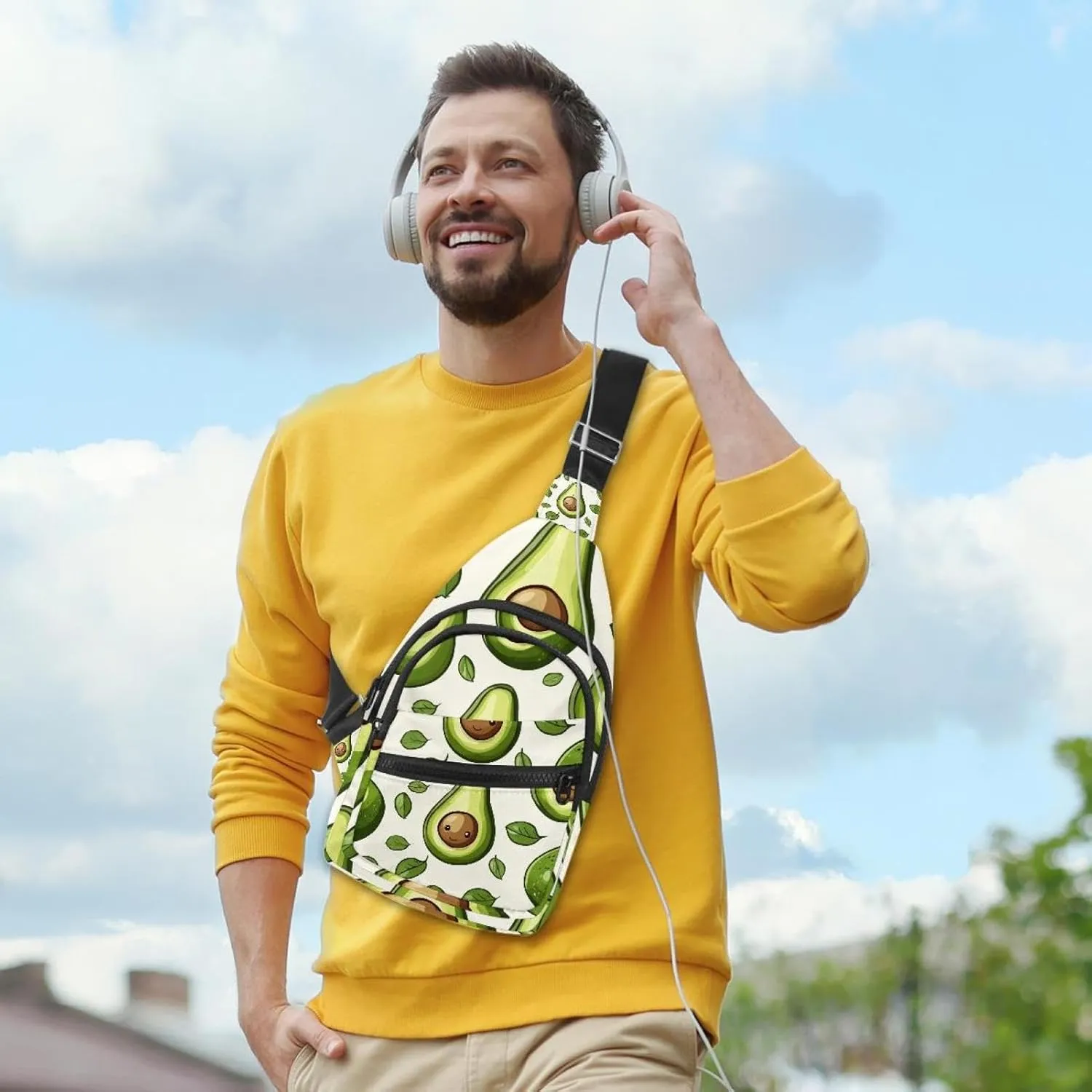 cute cartoon avocados (1) Sling Backpack Bag