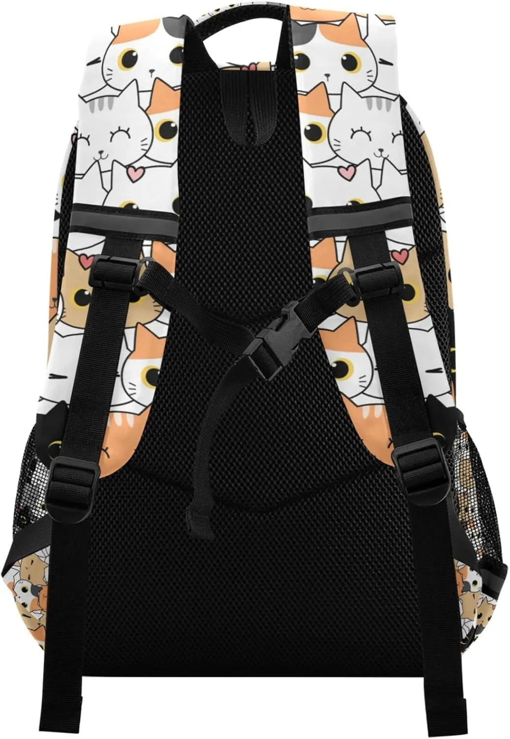 Cute Cat School Backpack for Boys Girls Portable Wide shoulder strap Backpack Lightweight Travel Bag College Casual Daypack with Reflective Strip Large