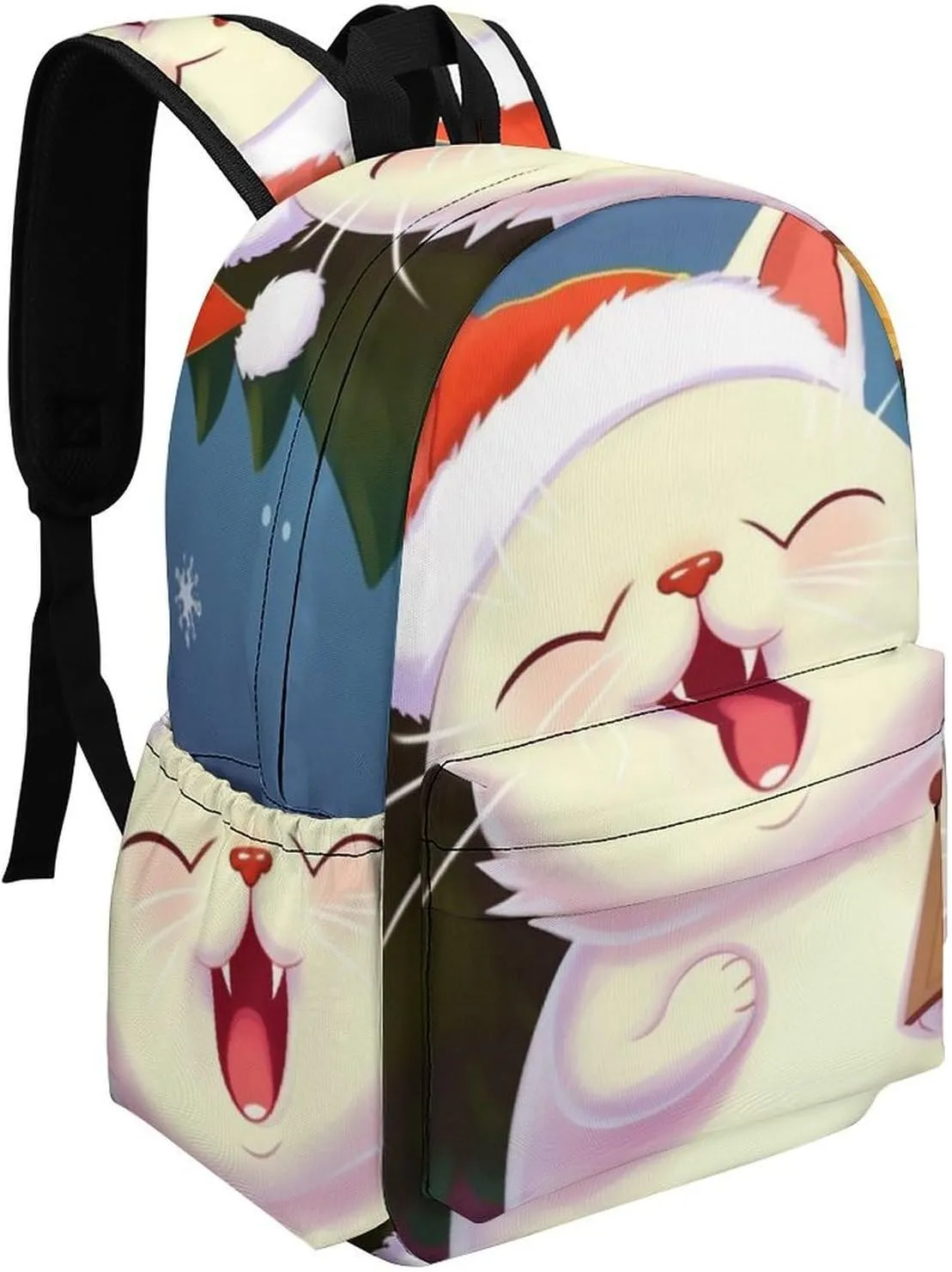 Cute Cat Sing Christmas Carols Print Laptop Backpacks Casual Shoulder Bag Travel Daypack Fashion for Men Women