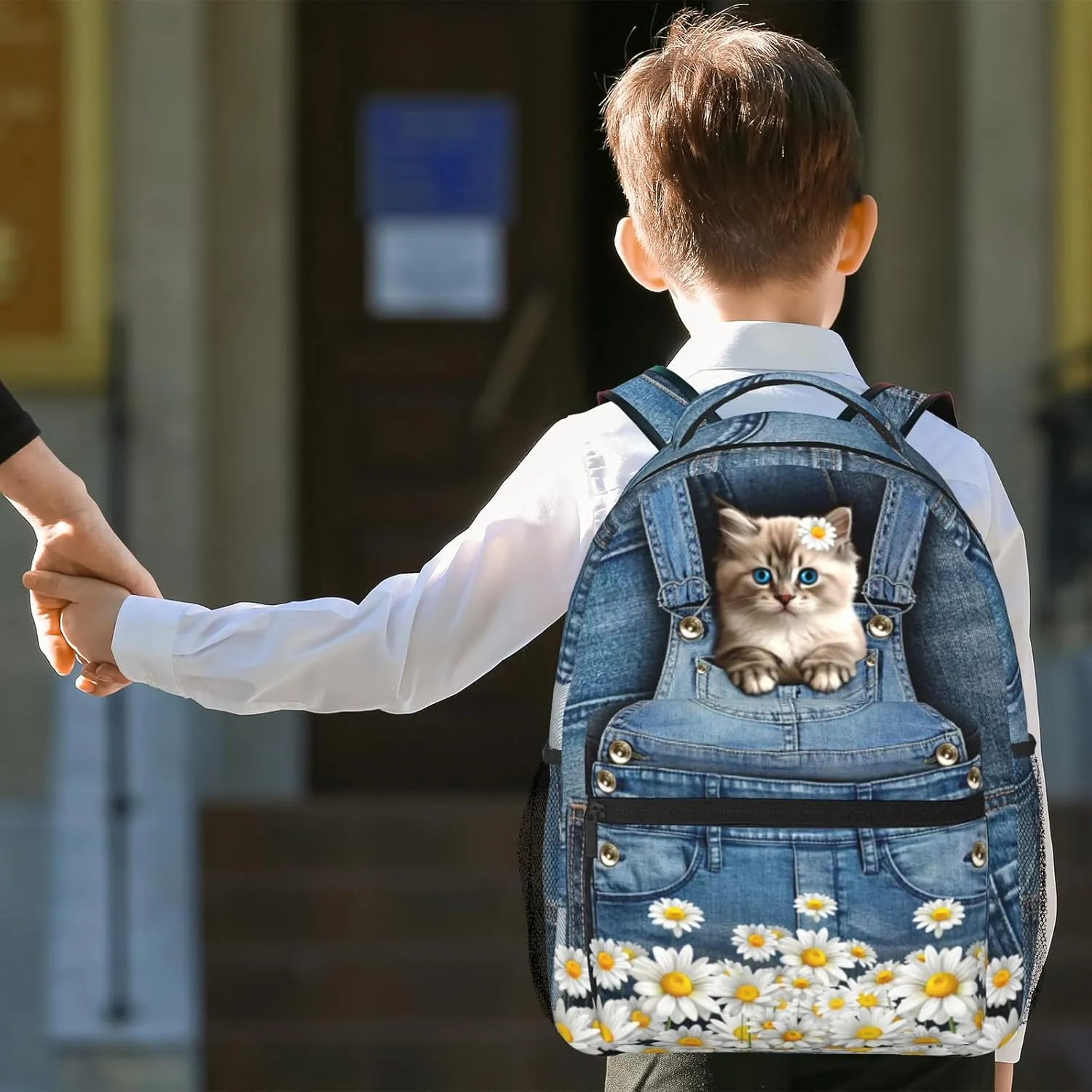 Cute Cats Backpack For Teen Girls Boys,Canvas Animals Bookbags For Schools Kids Backpacks For Girls In Preschool Kindergarten Elementary School Kawaii School Backpacks