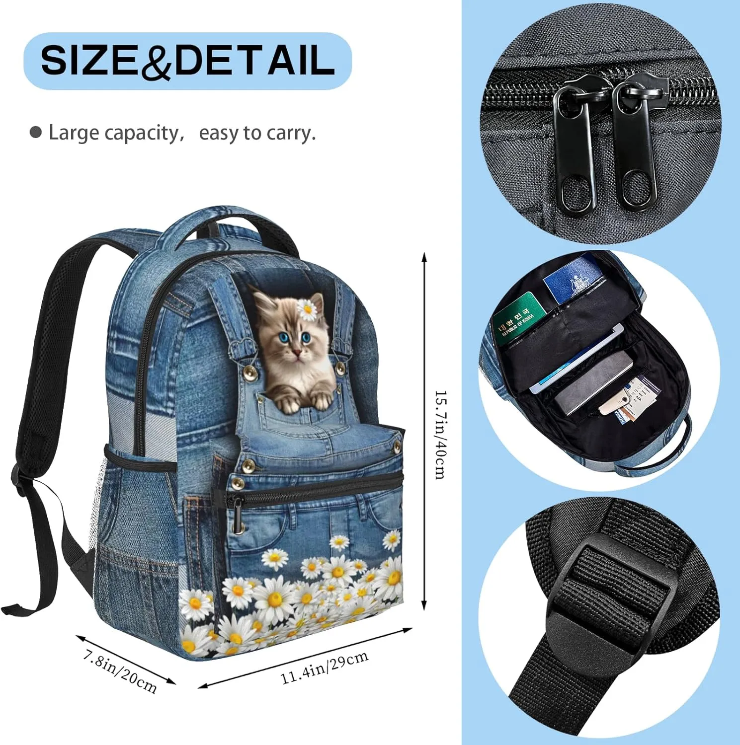 Cute Cats Backpack For Teen Girls Boys,Canvas Animals Bookbags For Schools Kids Backpacks For Girls In Preschool Kindergarten Elementary School Kawaii School Backpacks