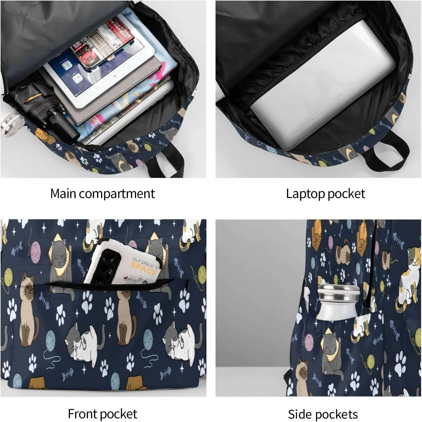 Cute Cats Backpack for Women 16.9 inch Travel Casual Laptop Backpack Lightweight Waterproof Hiking Daypack