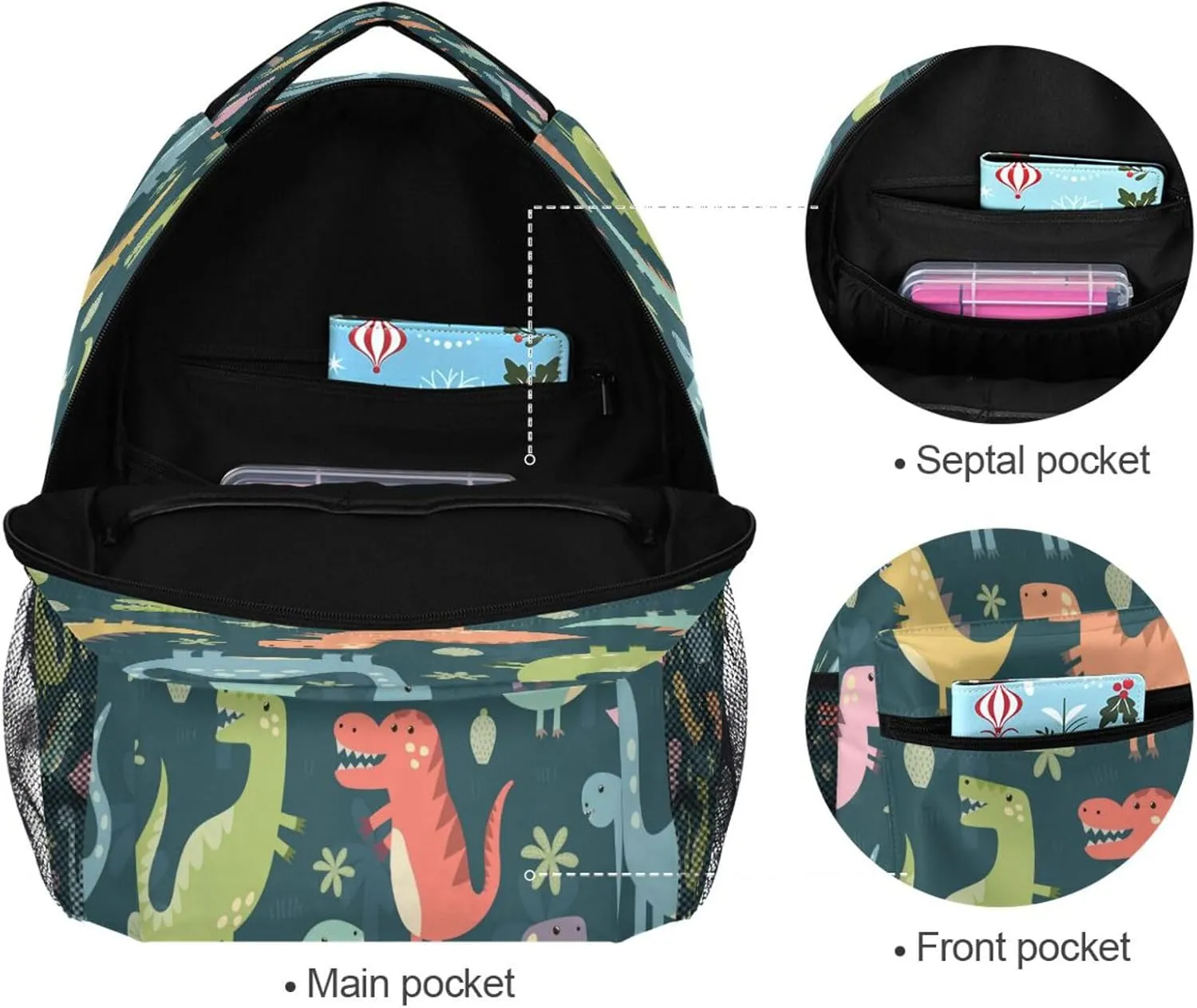 Cute Dinosaur Kids Backpack Boys Girls Bookbag Schoolbag Travel Laptop Daypack Preschool Kindergarten Elementary School Student Book Bag for Junior High Primary
