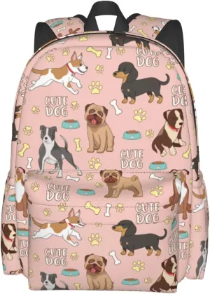 Cute Dogs Backpack for Women 16.9 inch Travel Casual Laptop Backpack Lightweight Waterproof Hiking Daypack