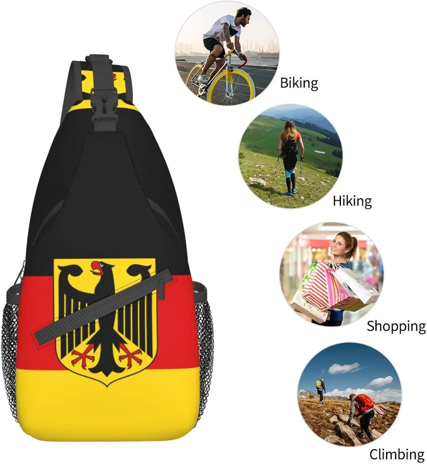 Cute Flag Sling Bag Crossbody Backpack Patriotic Flag Travel Hiking Daypack Shoulder Chest Bag for Women Men