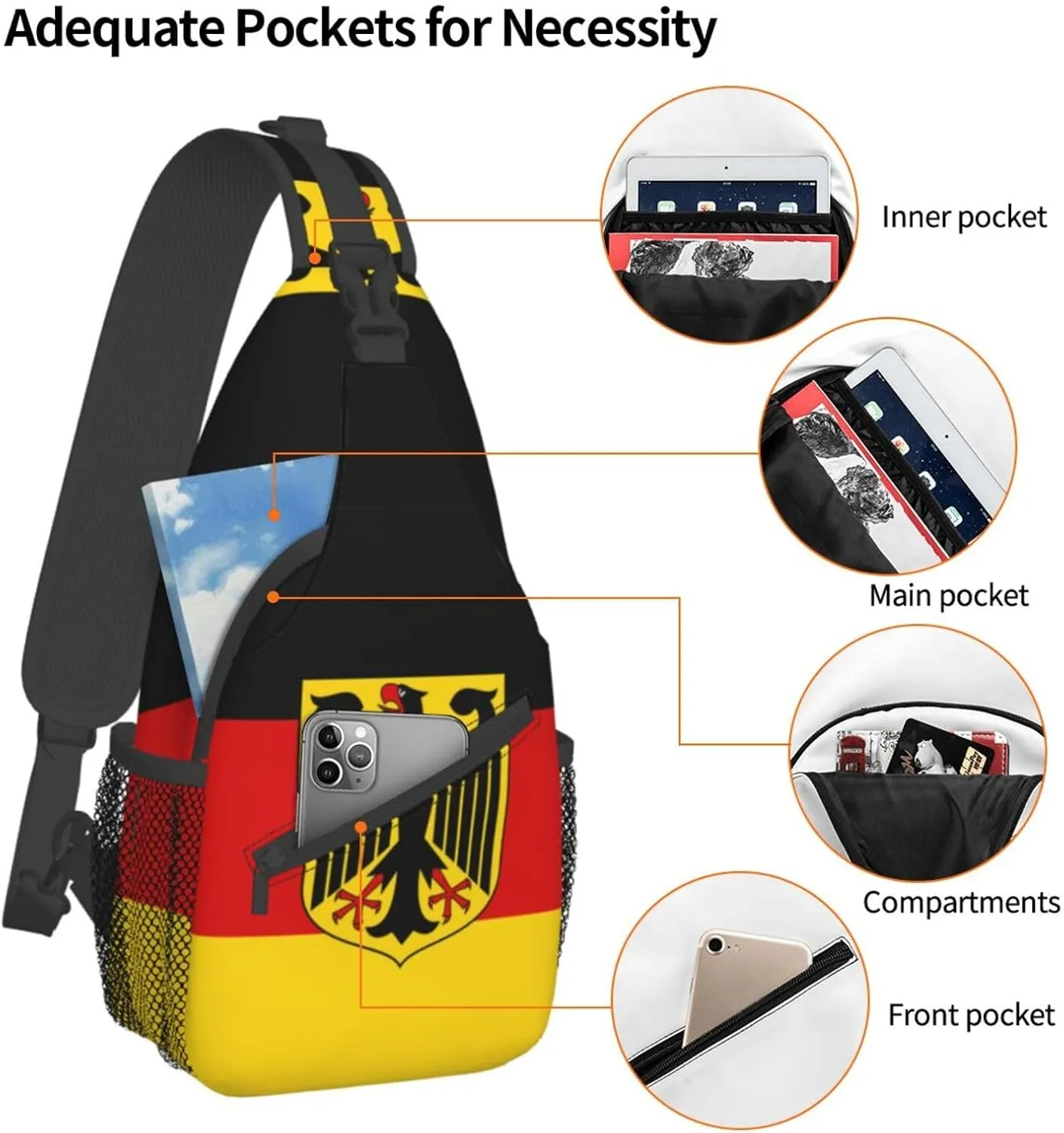 Cute Flag Sling Bag Crossbody Backpack Patriotic Flag Travel Hiking Daypack Shoulder Chest Bag for Women Men