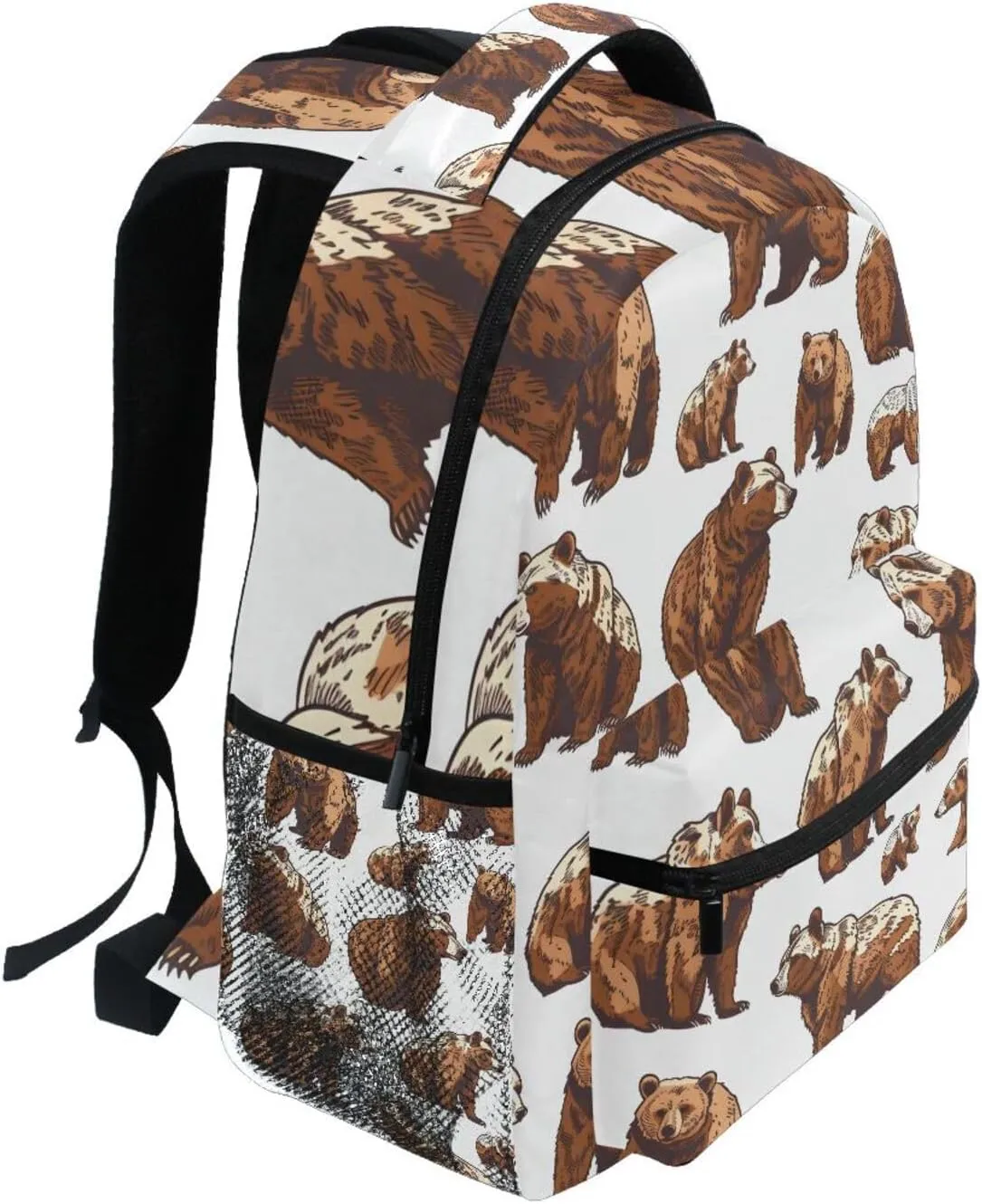 Cute Grizzly Bears Backpacks for Girls Boys Elementary School Bag Kids Bookbag Personalized Travel Daypack 3rd 4th 5th Grade Rucksack 16in Laptop Back Pack