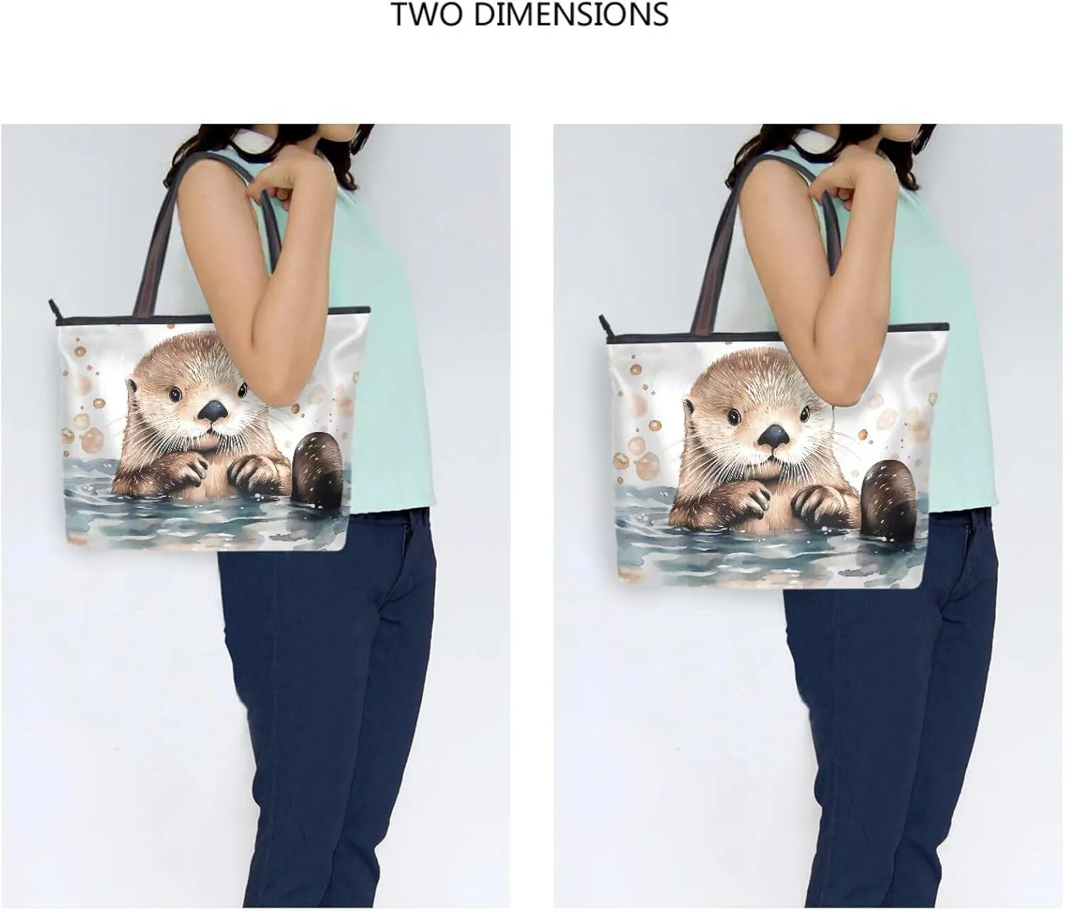 Cute Otter Swim Tote Bag for Women Durable Designer Handbag with Zipper for Daily Use Travel L