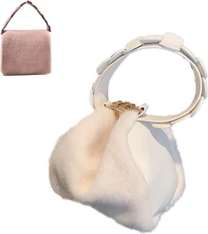 Cute Purse Small Furry Hobo Bag Fluffy Mini Purses Retro Soft Classic Chic Faux Fur Convertible Handbag