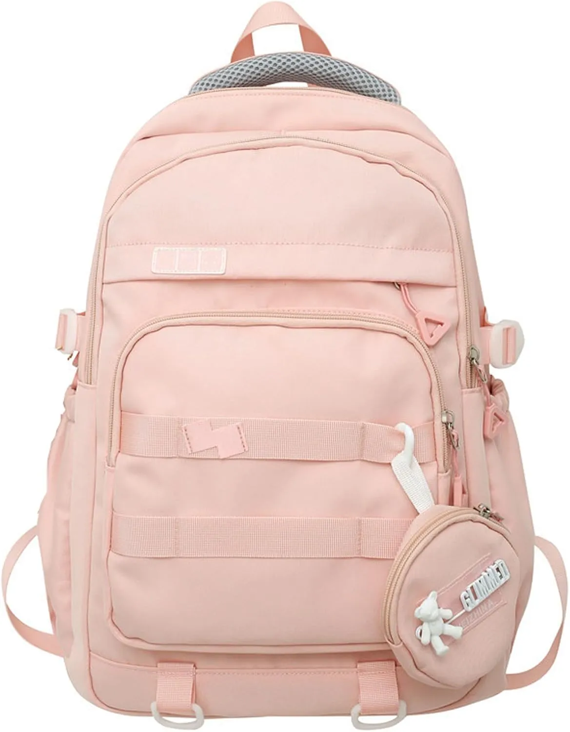 Cute School Backpack for Teen Girls Backpack for School Aesthetic College Backpack for Kids Students Large Travel Laptop Capacity Casual Daypacks Solid Color(Pink)