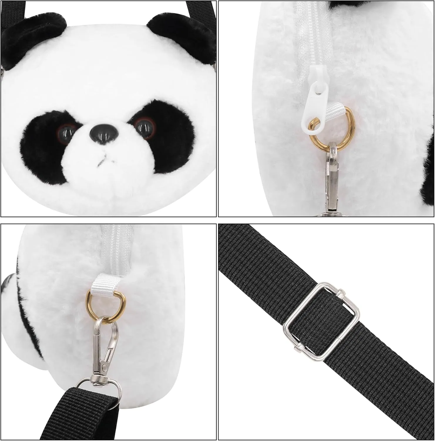 Cute Stuffed Animal Purse for Girls 3D Bear Panda Head Crossbody Bag Fluffy Pig Frog Shoulder Bag Plush Animal Bag