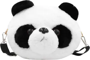 Cute Stuffed Animal Purse for Girls 3D Bear Panda Head Crossbody Bag Fluffy Pig Frog Shoulder Bag Plush Animal Bag