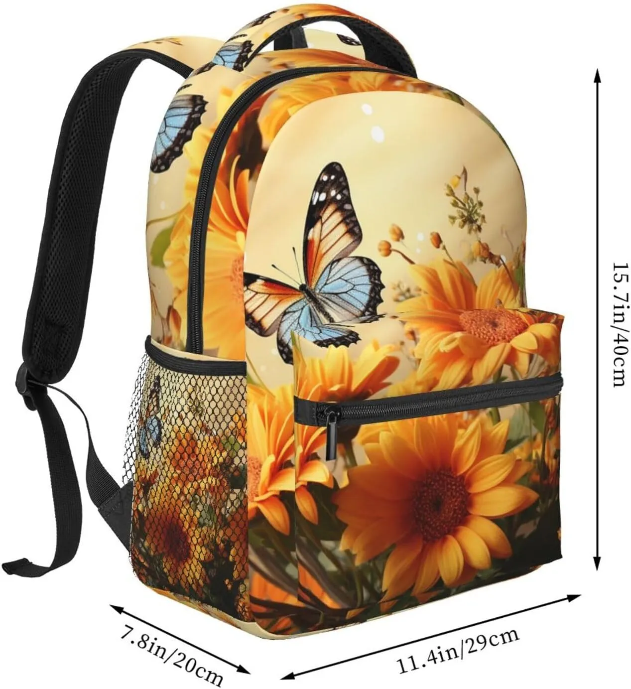 Cute Sunflower and Butterfly Backpack Laptop Backpack for Men Women Lightweight Backpack Rucksack Laptop Bag Daypack for Travel