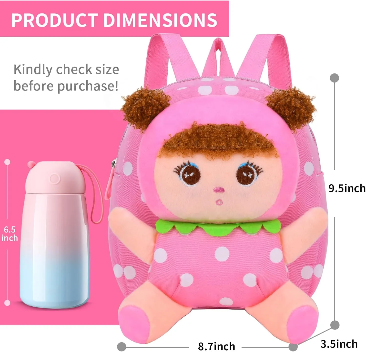 Cute Toddler Backpack Plush Doll Toy Snack Travel Bag Preschool Shoulder Bag Gift for Kid