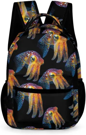 Cuttlefish Glowing Squid Casual Backpack Travel Laptop Cute Basic Shoulder Bag for Work Women & Men