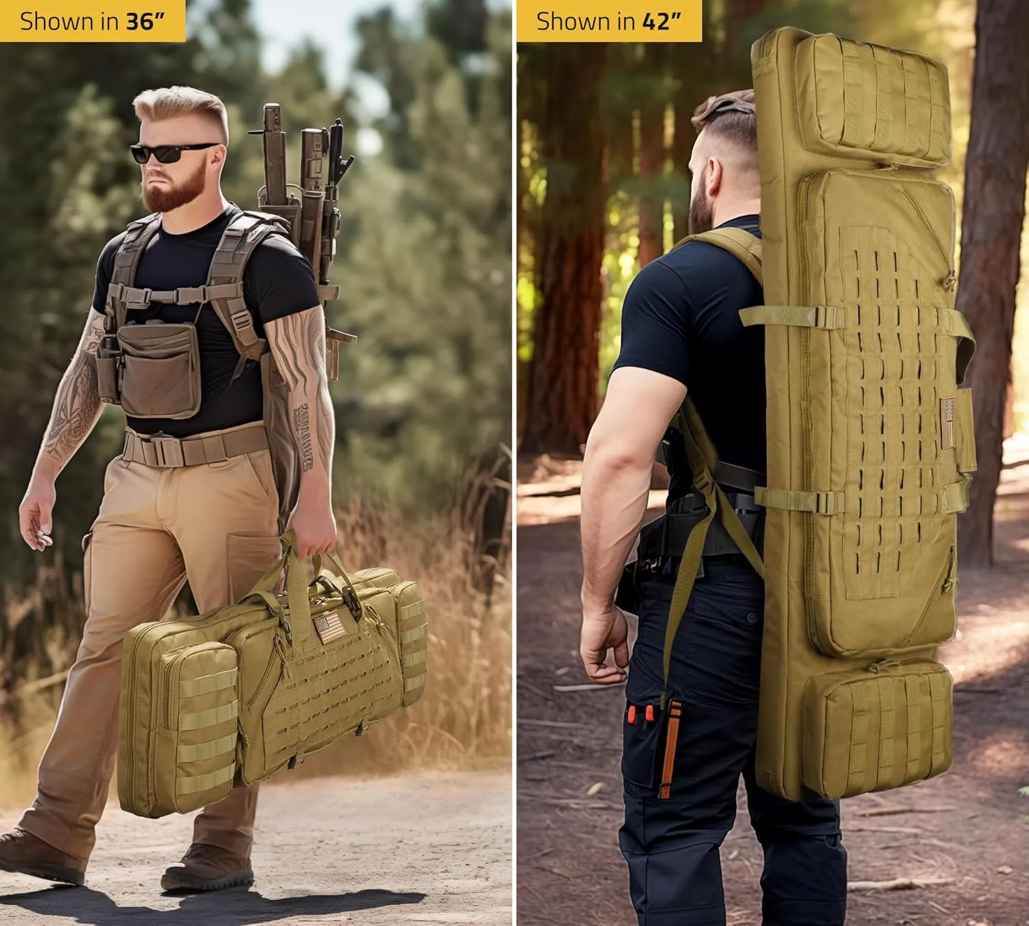 CVLIFE 36" 42" 46" Soft Rifle Case Tactical Double Long Gun Bag,with Lockable Zipper and Backpack Strap,Rifle Backpack Rifle Bag Gun Case for Outdoor Hunting Shooting Range
