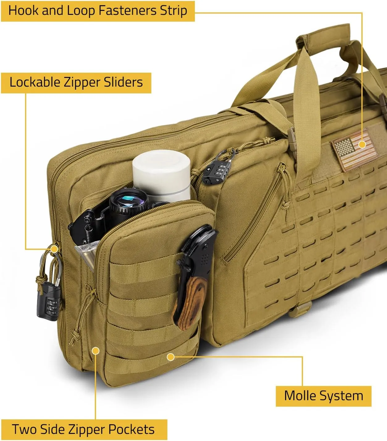 CVLIFE 36" 42" 46" Soft Rifle Case Tactical Double Long Gun Bag,with Lockable Zipper and Backpack Strap,Rifle Backpack Rifle Bag Gun Case for Outdoor Hunting Shooting Range