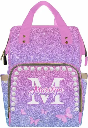 D-Story Customize Baby Bag Baby Bags Fors Customized Diaper Bag Customized Backpacks Nappy Backpack Adjustable Shoulder Straps Casual Daypack, Colorful Butterfly
