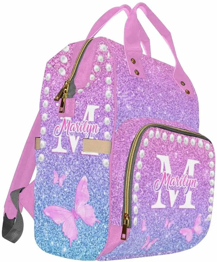 D-Story Customize Baby Bag Baby Bags Fors Customized Diaper Bag Customized Backpacks Nappy Backpack Adjustable Shoulder Straps Casual Daypack, Colorful Butterfly