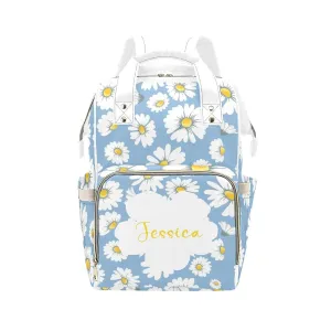 Daisy Bloom Flower Diaper Bags Backpack with Name Personalized Baby Bag Nursing Nappy Bag Travel Tote Bag Gifts for Mom Girl 10.83 x 6.69 x 15 Inch