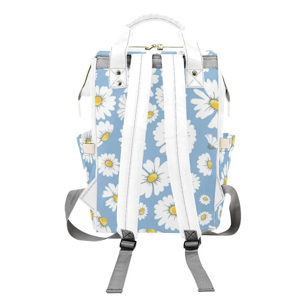 Daisy Bloom Flower Diaper Bags Backpack with Name Personalized Baby Bag Nursing Nappy Bag Travel Tote Bag Gifts for Mom Girl 10.83 x 6.69 x 15 Inch