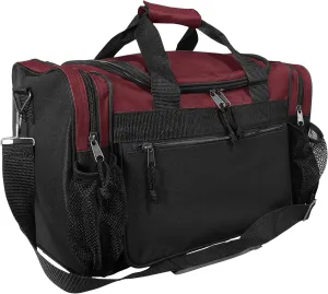 DALIX 17" Duffle Bag Dual Front Mesh Pockets (Black Gold Gray Dark Green Navy Blue Maroon Royal Blue Orange Pink Purple Red White