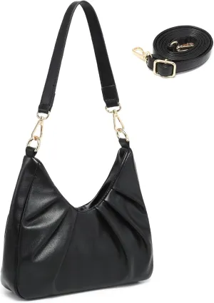 Dasein Ruched Hobo Handbag for Women Retro Shoulder Purse Crossbody Bag with 2 Removable Straps