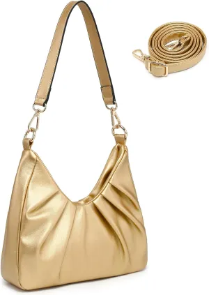 Dasein Ruched Hobo Handbag for Women Retro Shoulder Purse Crossbody Bag with 2 Removable Straps