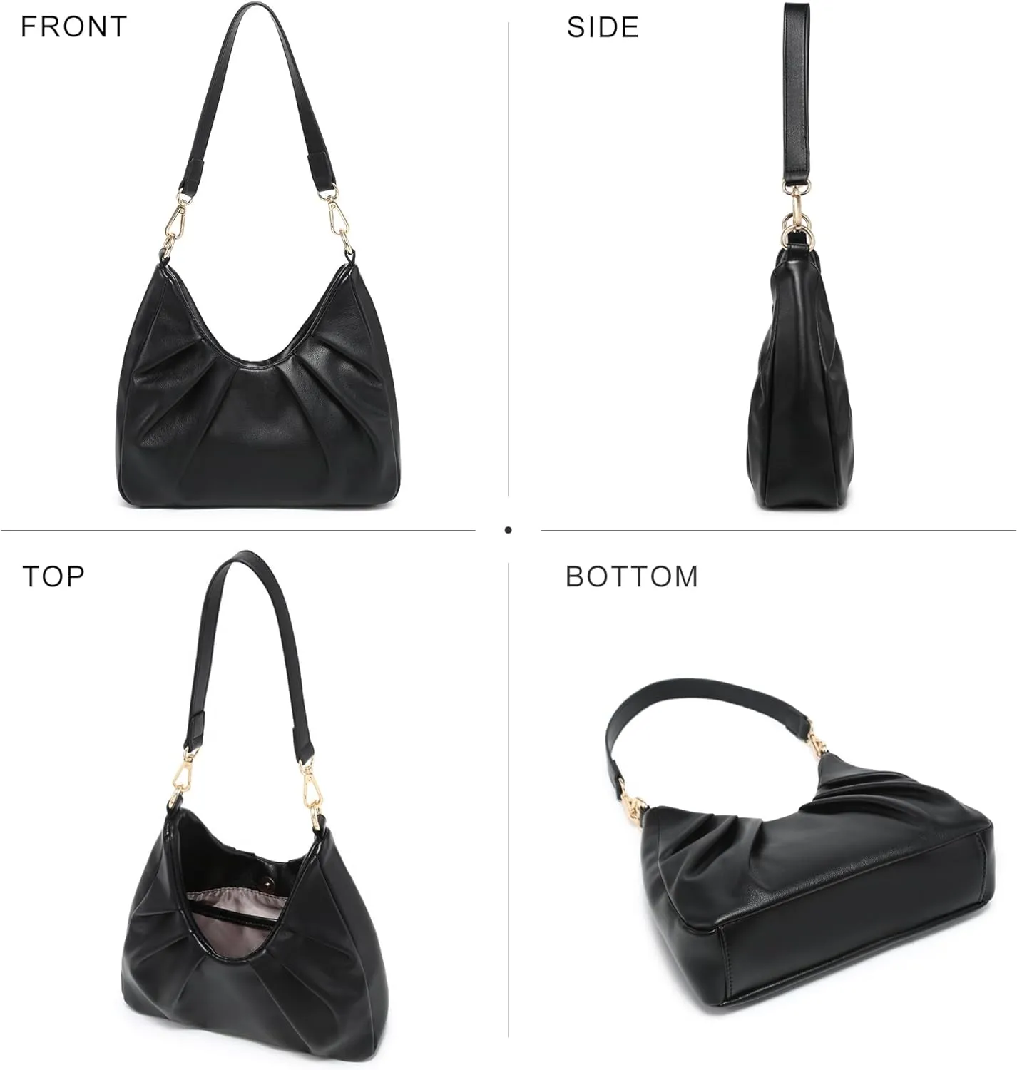 Dasein Ruched Hobo Handbag for Women Retro Shoulder Purse Crossbody Bag with 2 Removable Straps
