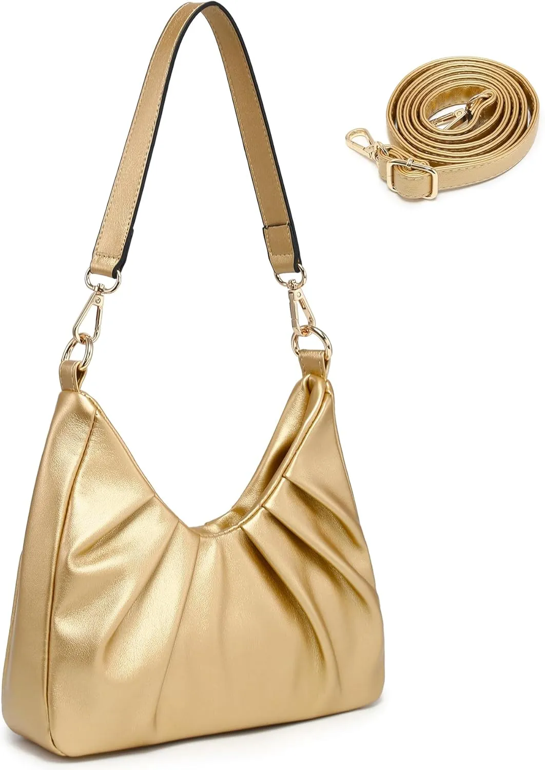 Dasein Ruched Hobo Handbag for Women Retro Shoulder Purse Crossbody Bag with 2 Removable Straps