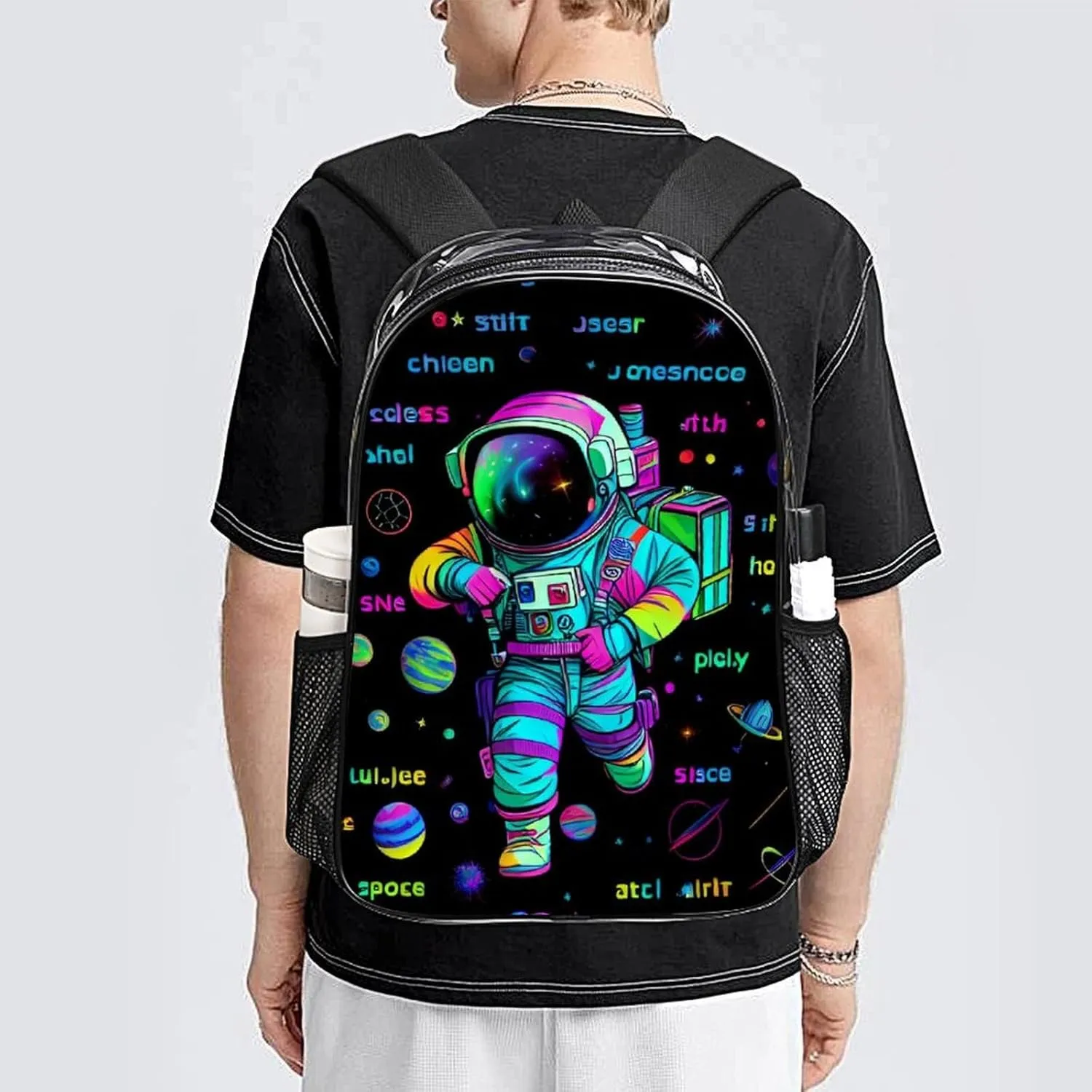 Daypack Backpack Anti-Theft Multipurpose Big Capacity Bookbag - Psychedelic Space Astronaut Outer Space Chemical Formula Art Business Computer Bag Transparent Bag