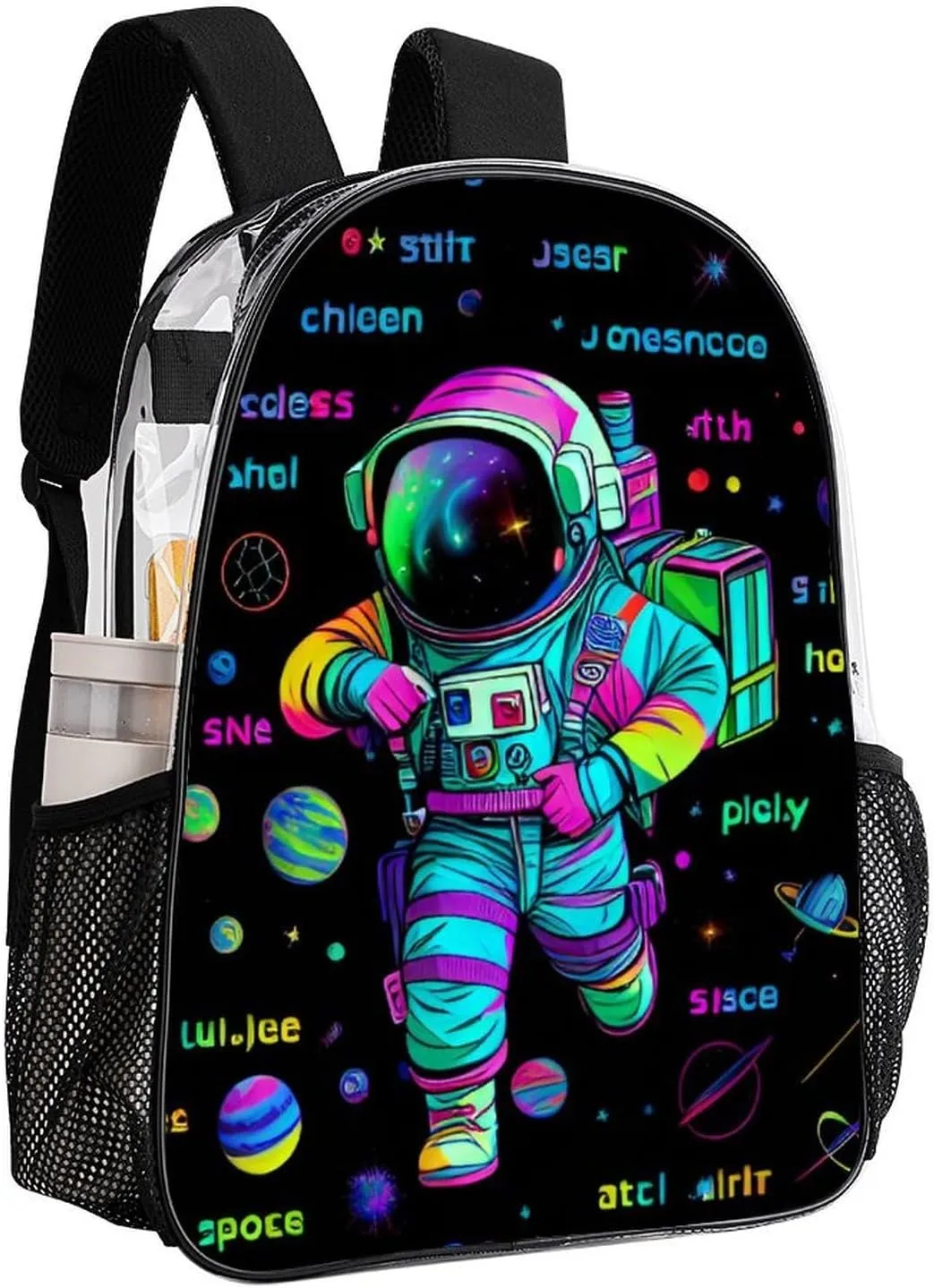 Daypack Backpack Anti-Theft Multipurpose Big Capacity Bookbag - Psychedelic Space Astronaut Outer Space Chemical Formula Art Business Computer Bag Transparent Bag