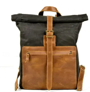 Daypack Canvas Backpack Travel Bag Men Hiking Backpack, Black, One Size