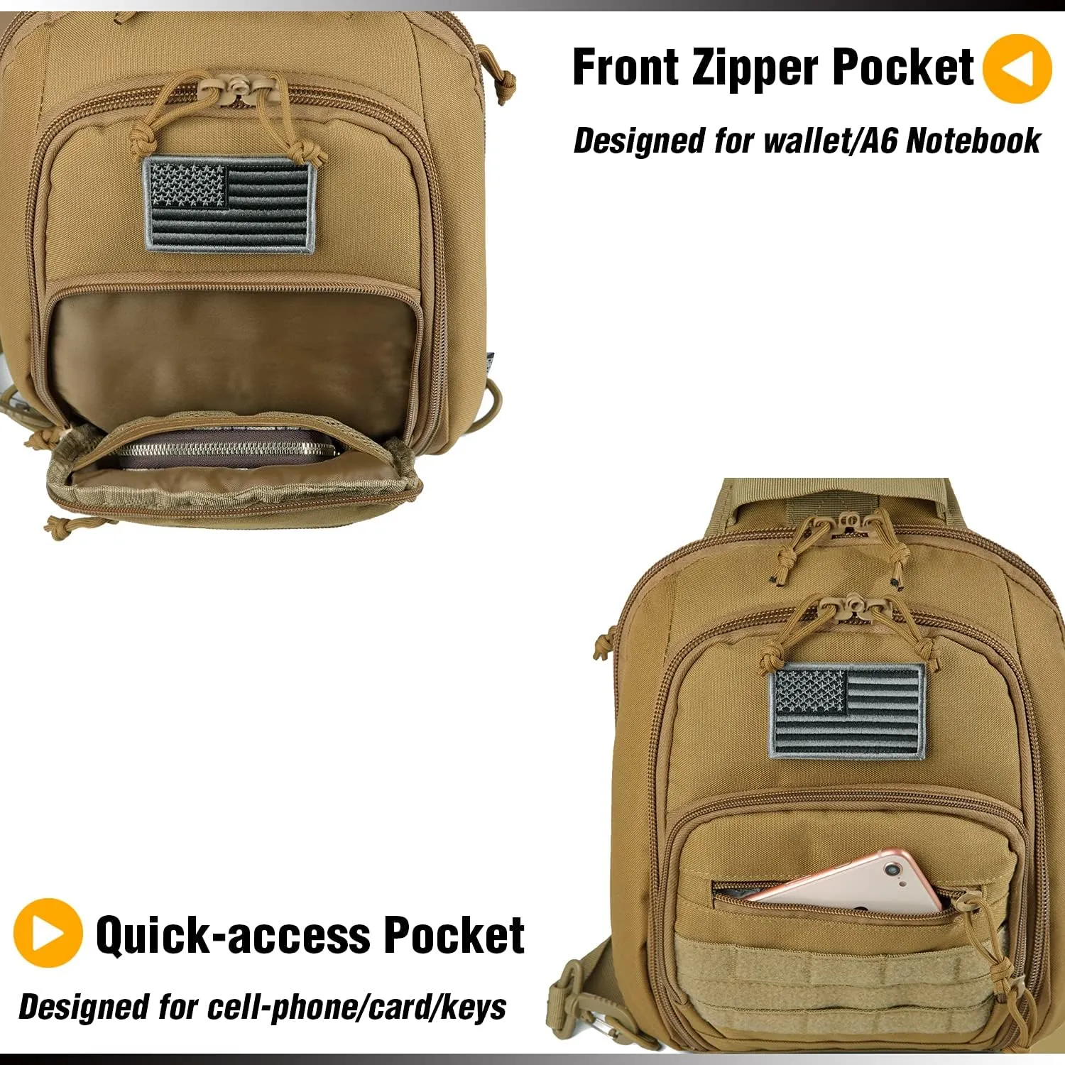 DBTAC Tactical Sling Bag | 8L Military Shoulder Chest Pack for Full Size Concealed Carry, Range, Travel, Outdoor Sports