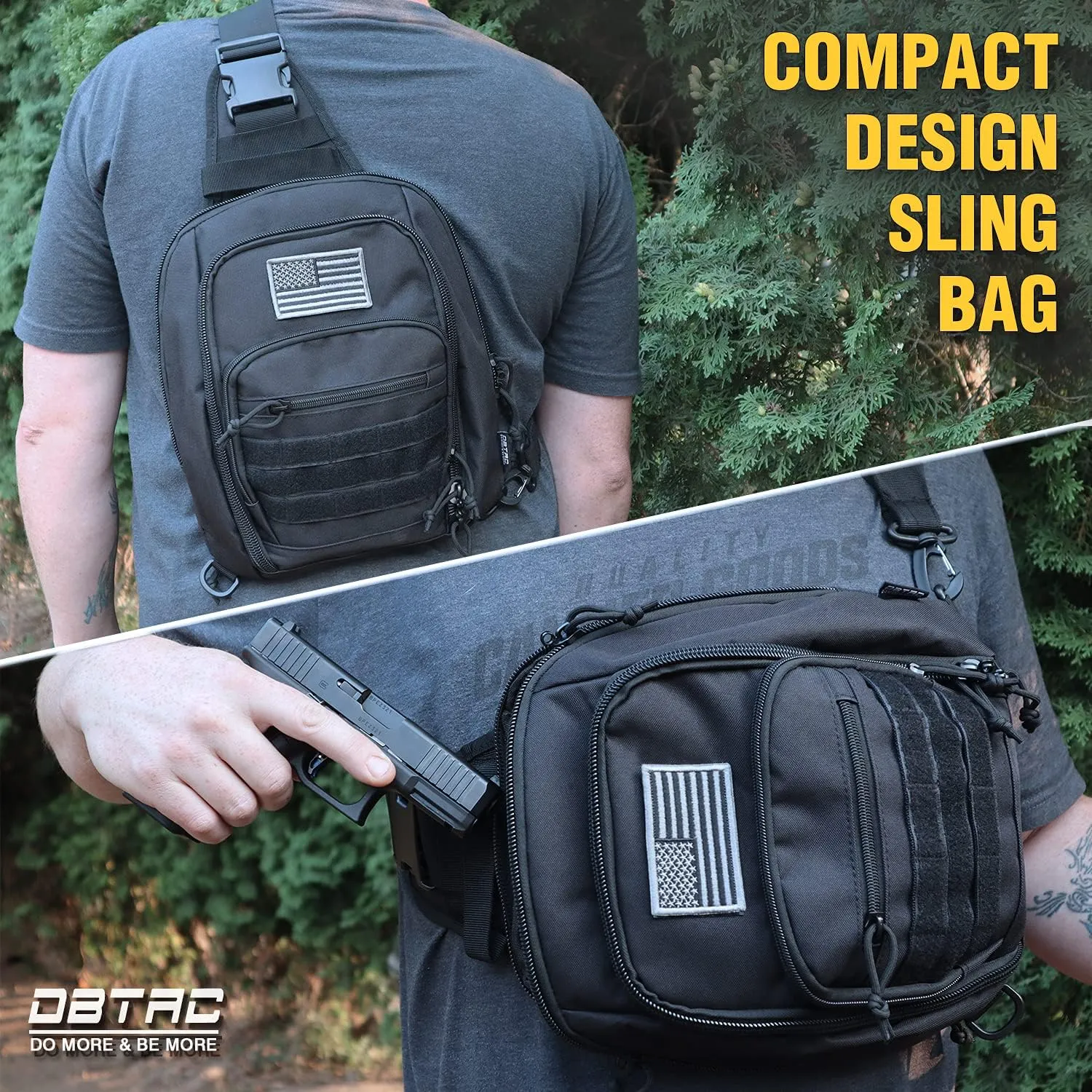 DBTAC Tactical Sling Bag | 8L Military Shoulder Chest Pack for Full Size Concealed Carry, Range, Travel, Outdoor Sports
