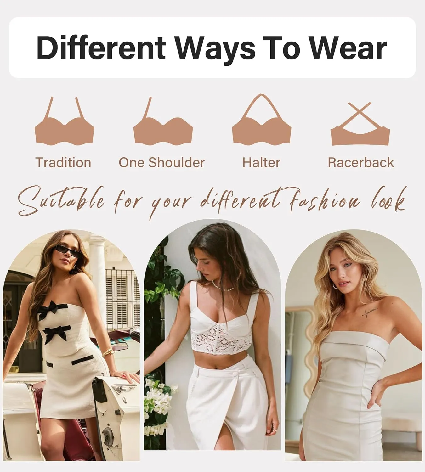 DEANGELMON Strapless Bras for Women Seamless Padded Bandeau Bra Non-Slip Silicone Tube Top Wireless Push Up Bralettes