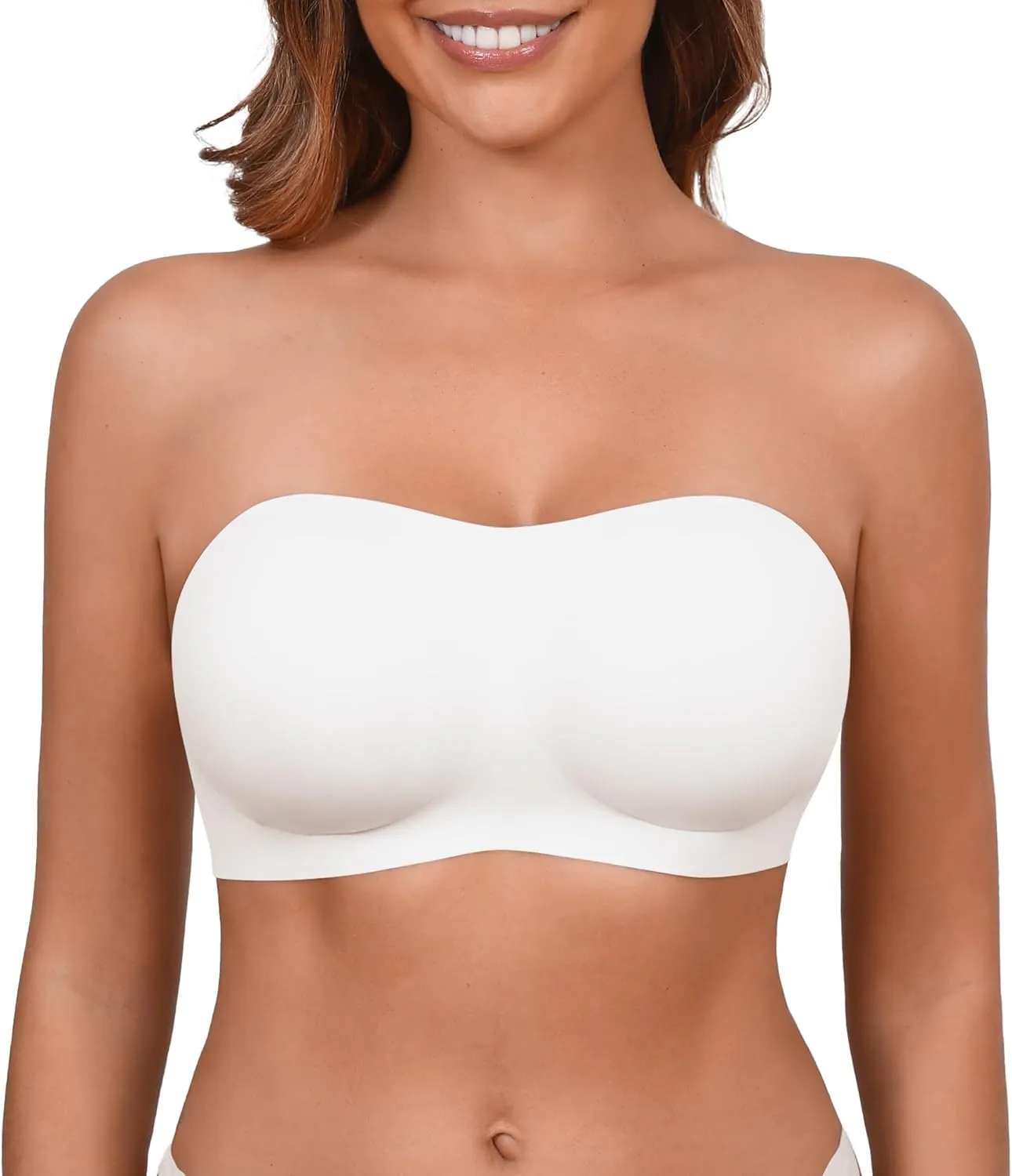 DEANGELMON Strapless Bras for Women Seamless Padded Bandeau Bra Non-Slip Silicone Tube Top Wireless Push Up Bralettes