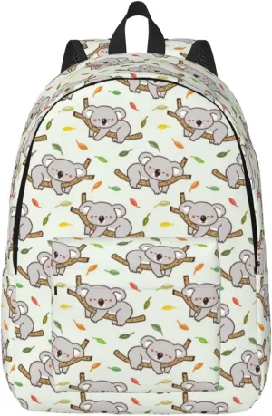 Deciduous Gray Koala Lightweight Canvas Backpack, Backpack For Women Men Couples, Travel Laptop Backpack