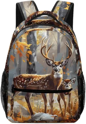 Deer Forests Cute Backpacks 16.5″ With Padded Straps Funny Back Pack Daypack Laptop Bag for Work Travel Hiking Camping