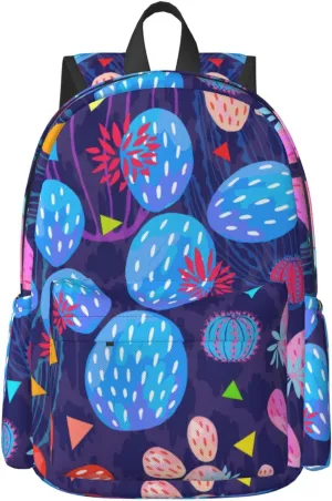Delerain 17 Inch Backpack Bright Cactuses Laptop Backpack School Bookbag Shoulder Bag Casual Daypack For School/Camping/Hiking/Picnic/Beach/Travel