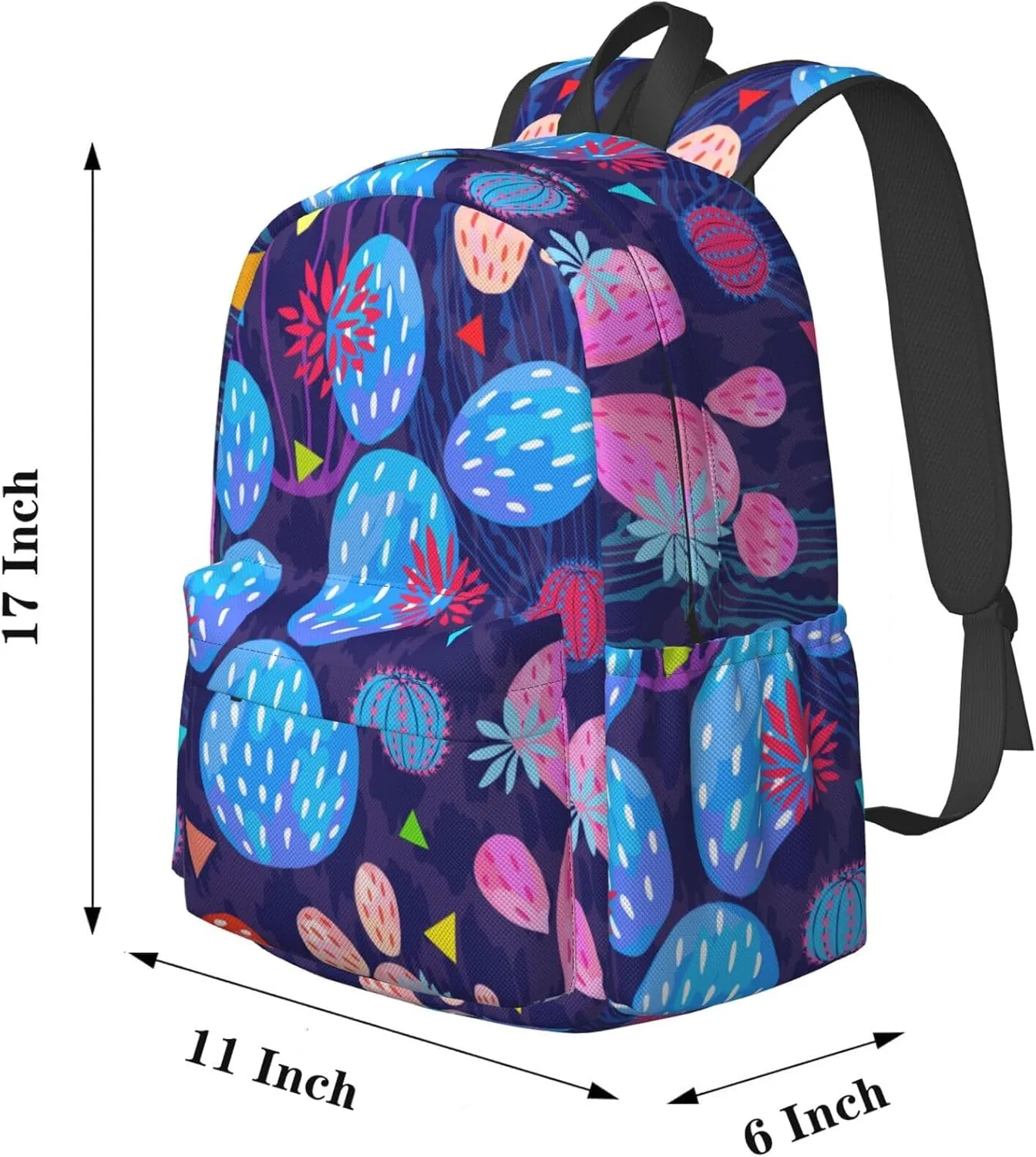 Delerain 17 Inch Backpack Bright Cactuses Laptop Backpack School Bookbag Shoulder Bag Casual Daypack For School/Camping/Hiking/Picnic/Beach/Travel