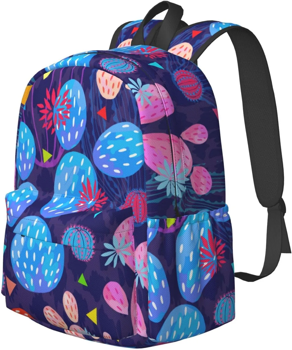 Delerain 17 Inch Backpack Bright Cactuses Laptop Backpack School Bookbag Shoulder Bag Casual Daypack For School/Camping/Hiking/Picnic/Beach/Travel