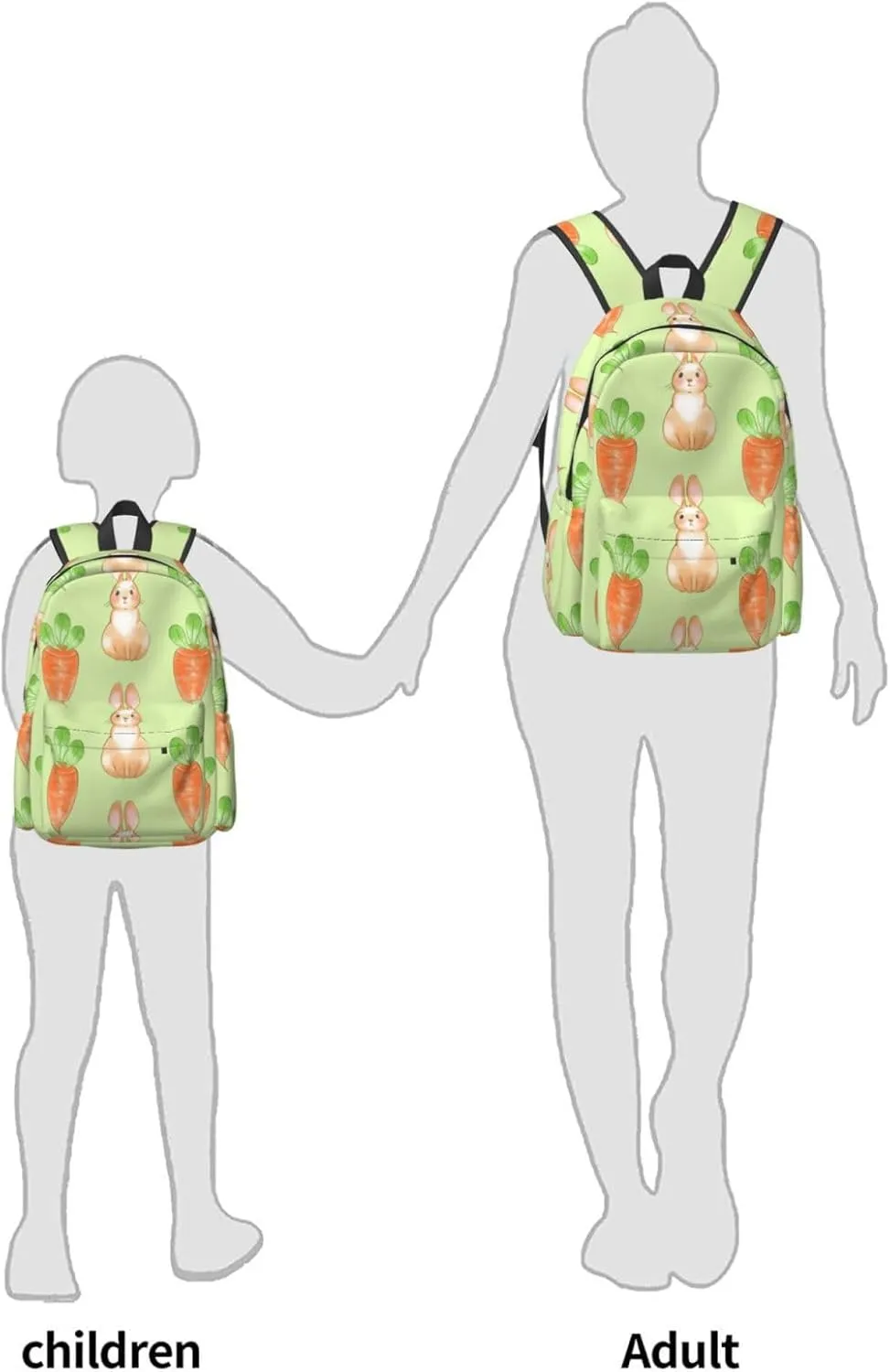 Delerain 17 Inch Backpack Rabbit And Carrot Laptop Backpack School Bookbag Shoulder Bag Casual Daypack For School/Camping/Hiking/Picnic/Beach/Travel