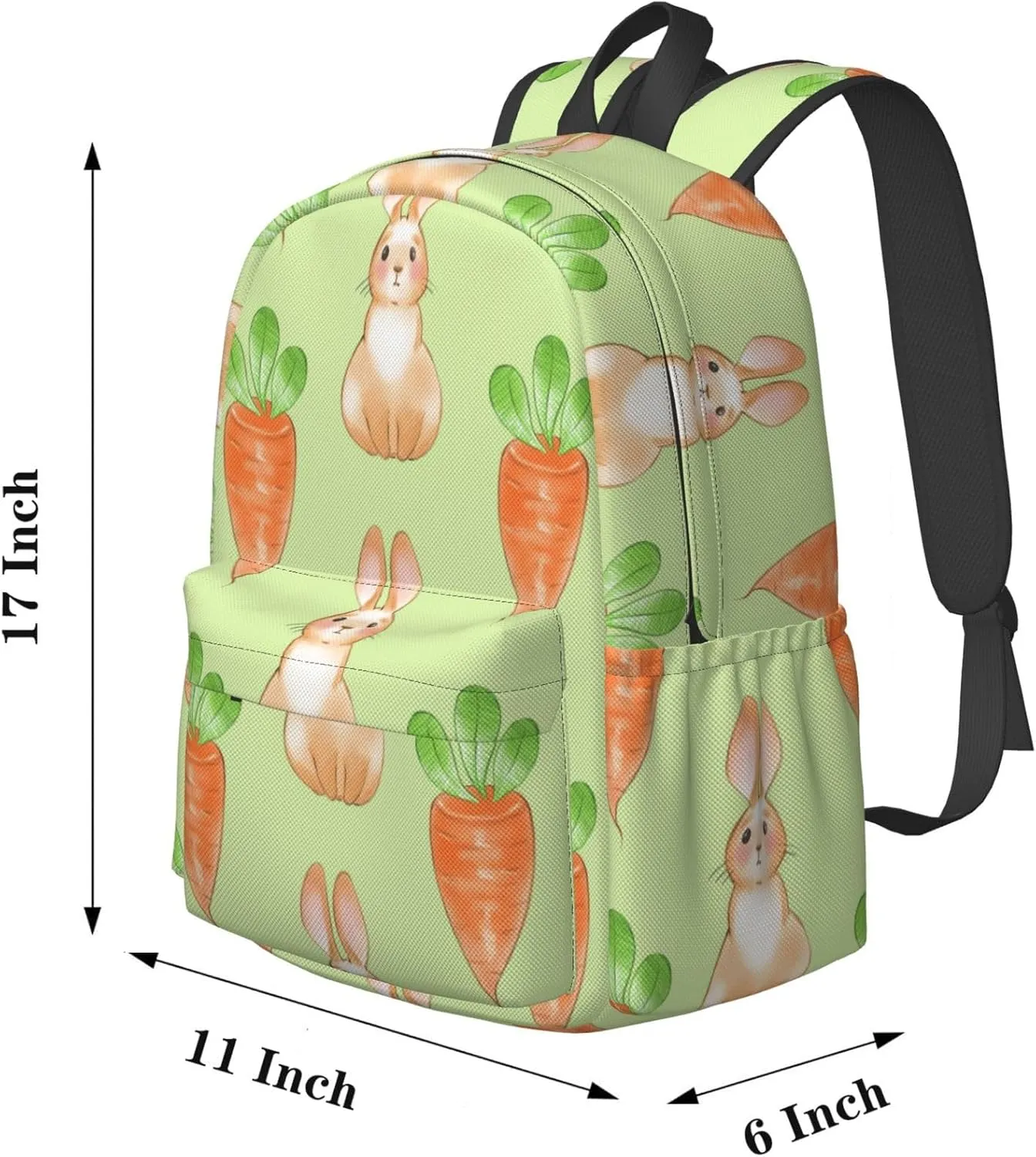 Delerain 17 Inch Backpack Rabbit And Carrot Laptop Backpack School Bookbag Shoulder Bag Casual Daypack For School/Camping/Hiking/Picnic/Beach/Travel
